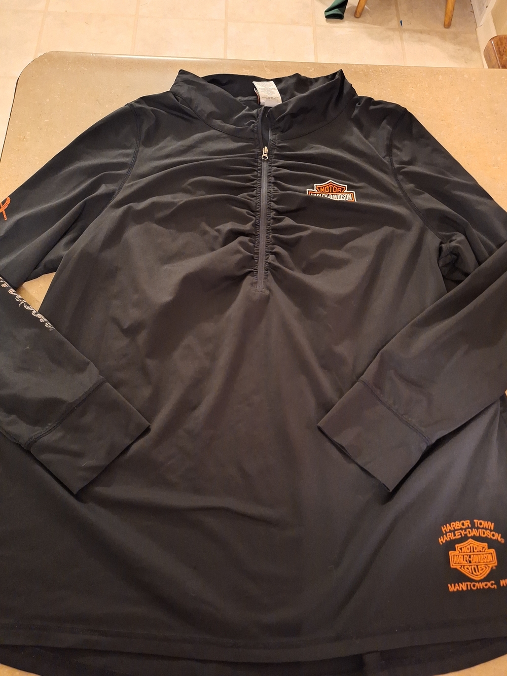 Harley-Davidson Women’s Black Quarter-Zip Performance Pullover, 2xl